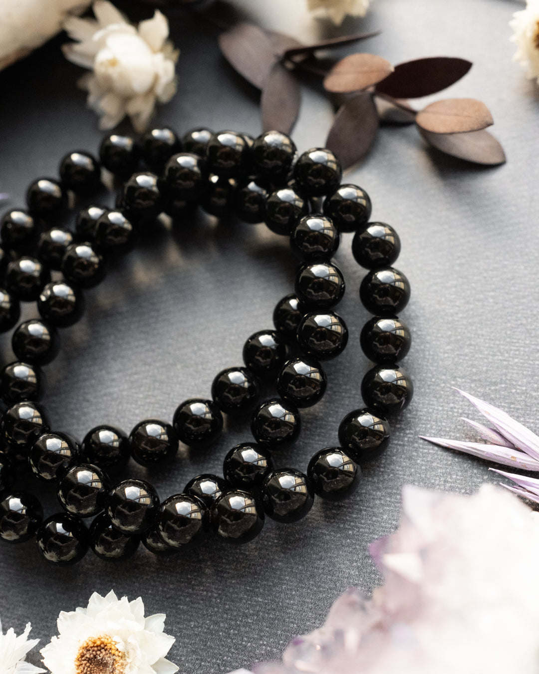 Black Onyx Round Bead Bracelet 8mm - The Healing Pear