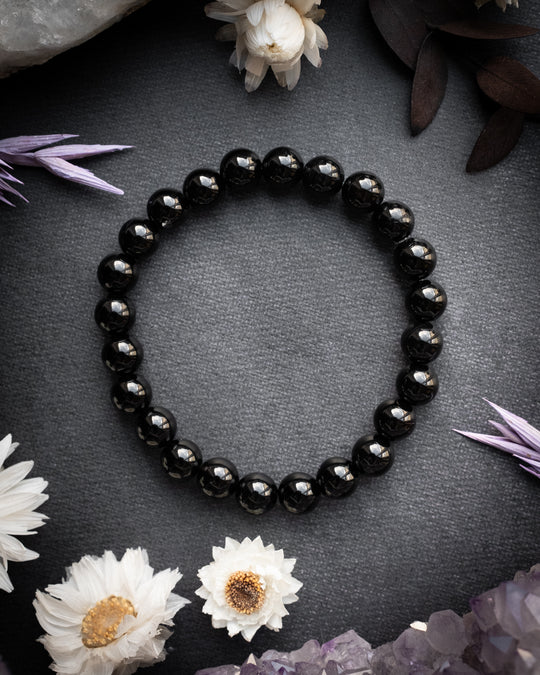 Black Onyx Round Bead Bracelet 8mm - The Healing Pear