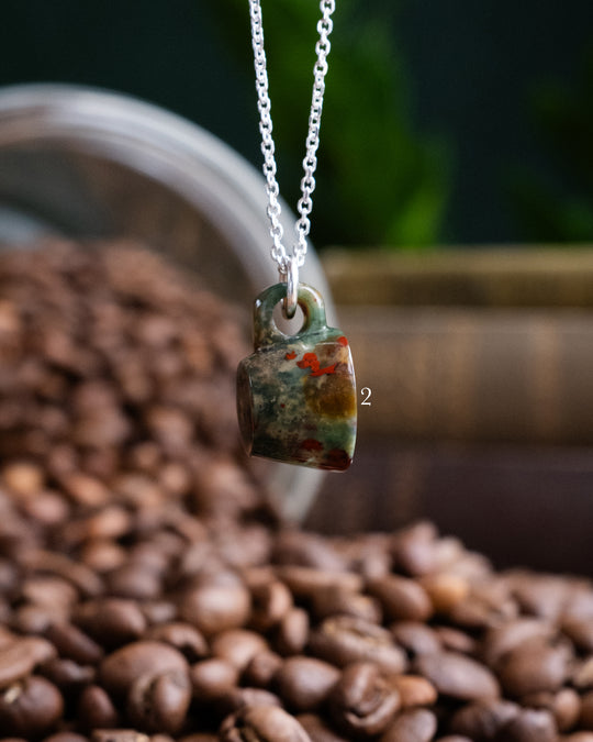 Bloodstone Hand Carved Mug Necklace