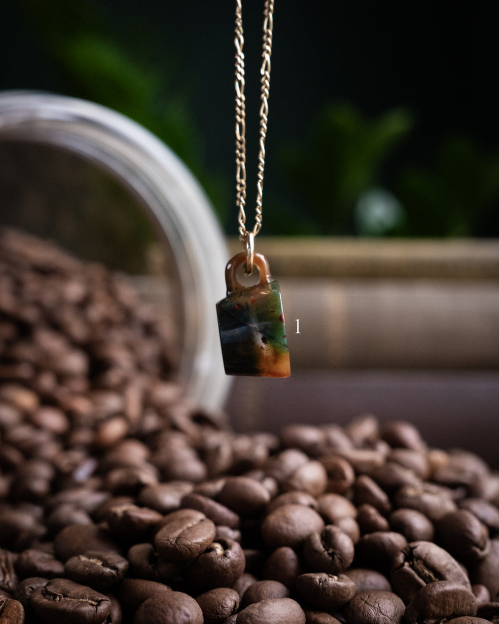 Bloodstone Hand Carved Mug Necklace
