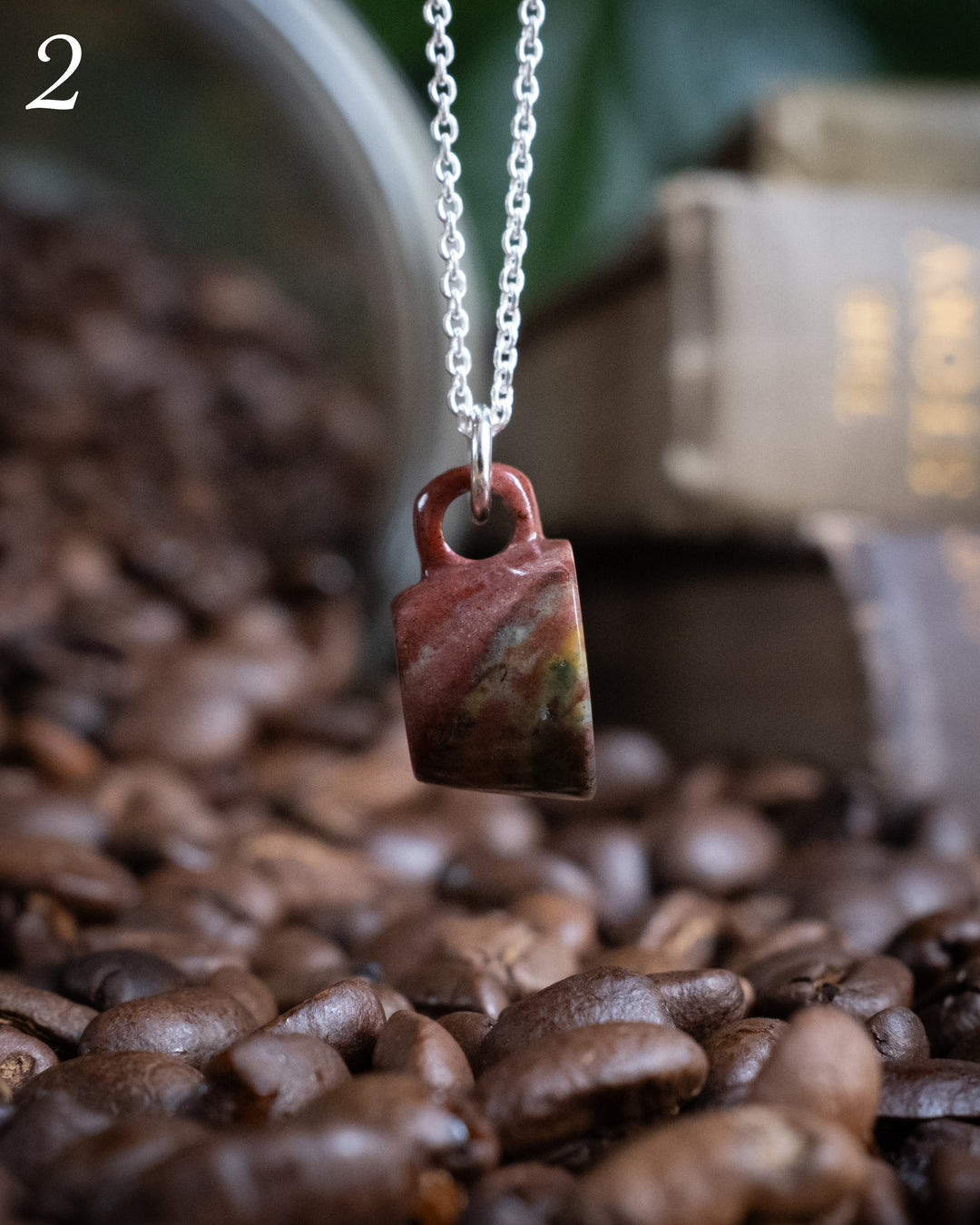 Bloodstone Hand Carved Mug Necklace
