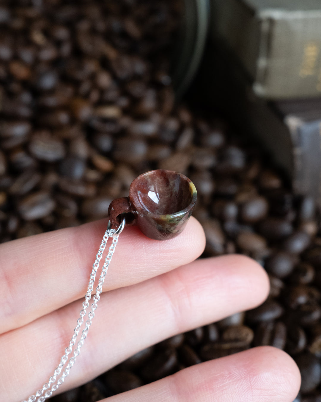 Bloodstone Hand Carved Mug Necklace