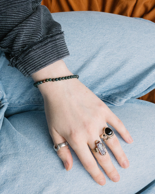 Bloodstone Round Bead Bracelet 4mm