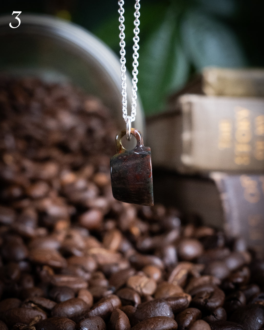 Bloodstone Hand Carved Mug Necklace