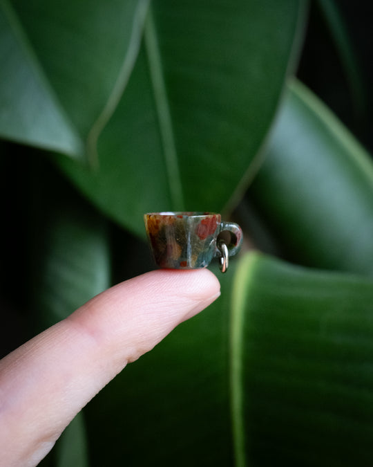 Bloodstone Hand Carved Mug Necklace