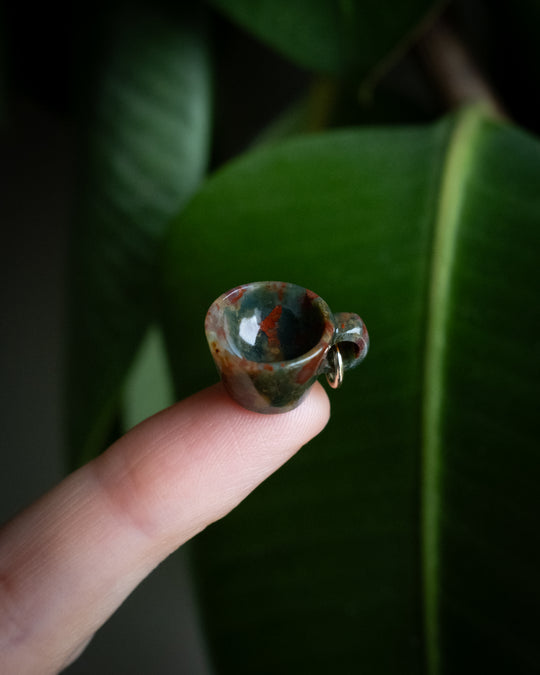Bloodstone Hand Carved Mug Necklace