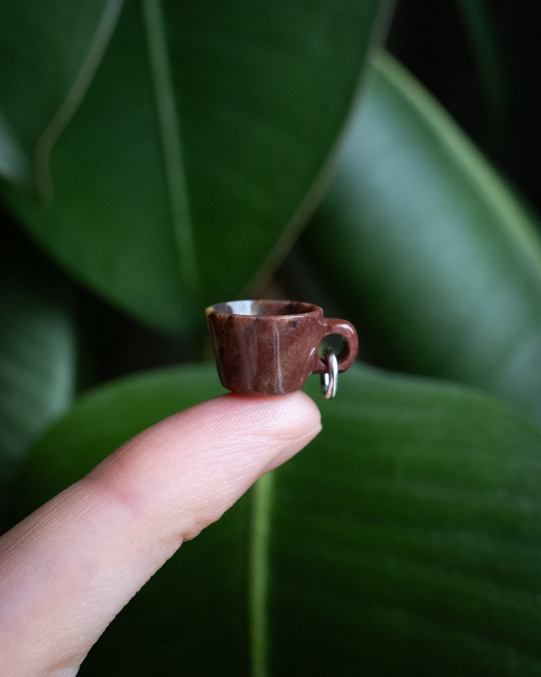 Bloodstone Hand Carved Mug Necklace