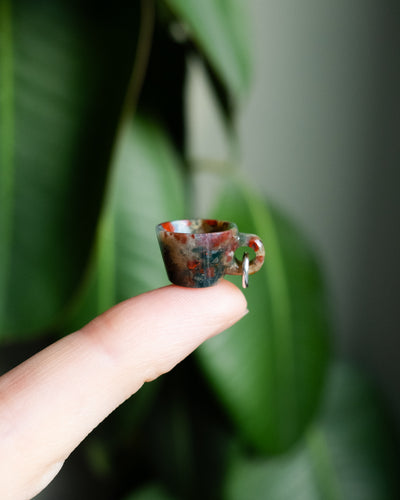 Bloodstone Hand Carved Mug Necklace