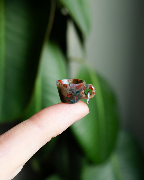 Bloodstone Hand Carved Mug Necklace