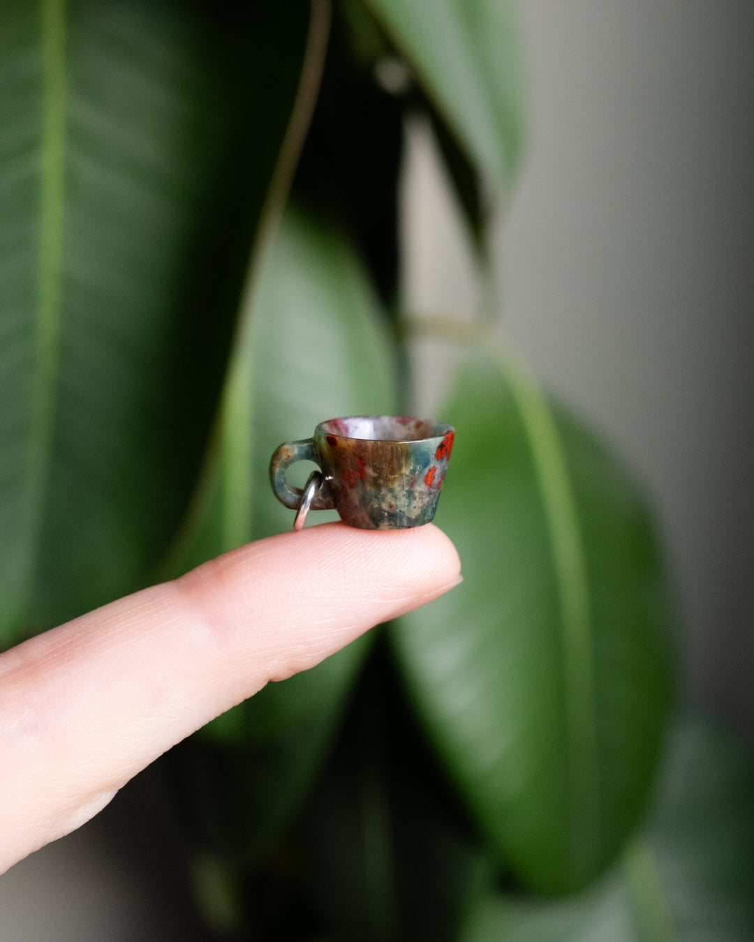 Bloodstone Hand Carved Mug Necklace