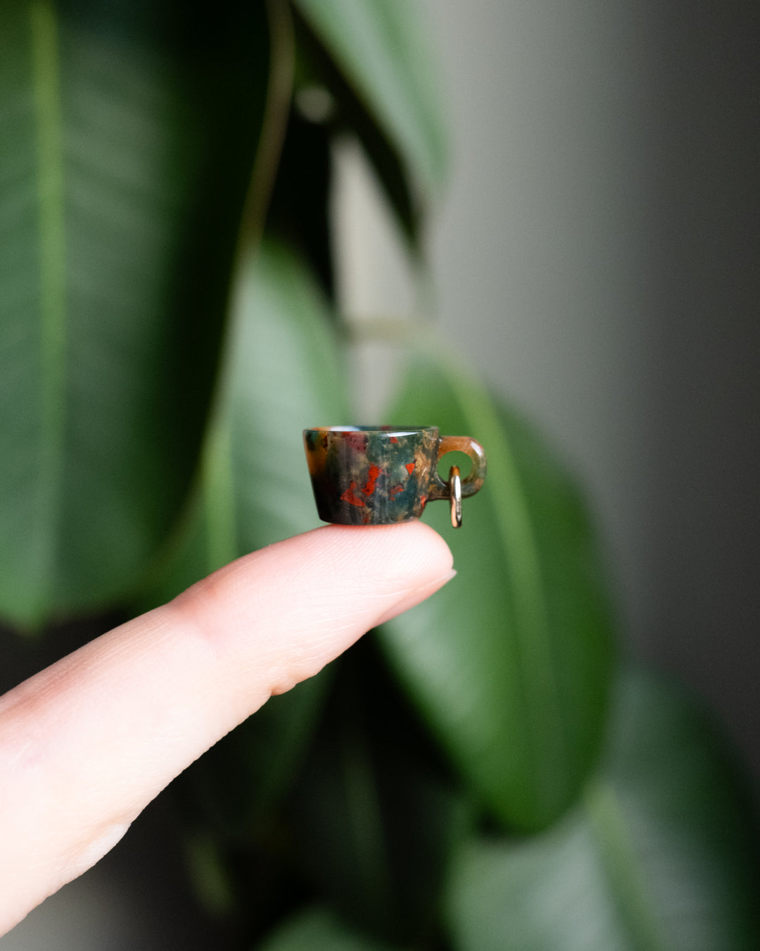 Bloodstone Hand Carved Mug Necklace