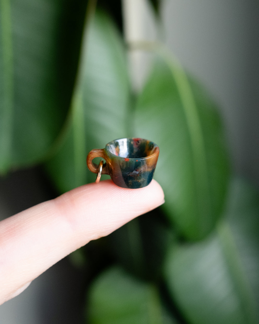 Bloodstone Hand Carved Mug Necklace