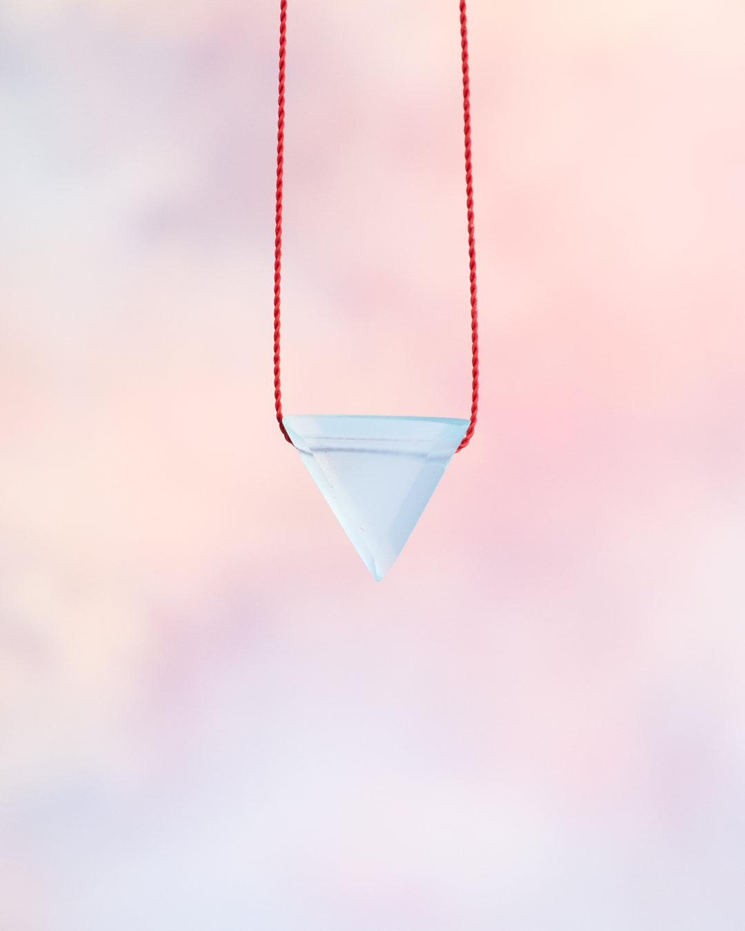 Aqua Blue Chalcedony Triangle Vegan Silk Necklace - The Healing Pear