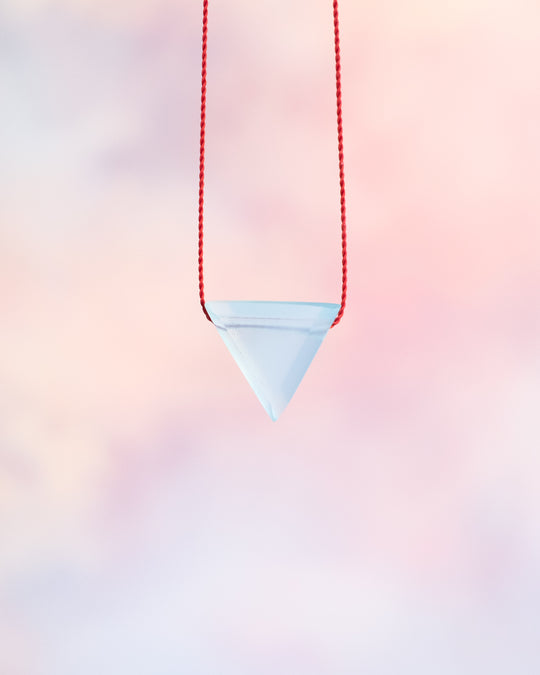Aqua Blue Chalcedony Triangle Vegan Silk Necklace - The Healing Pear