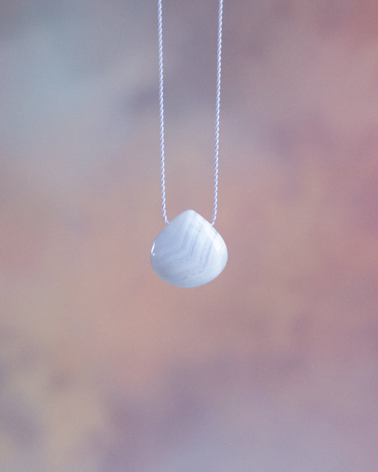 Blue Lace Agate Vegan Silk Necklace