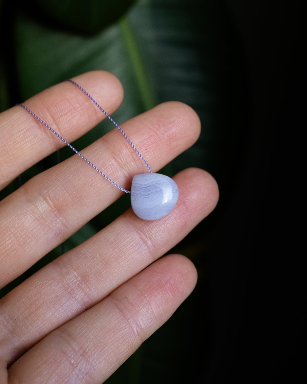 Blue Lace Agate Vegan Silk Necklace