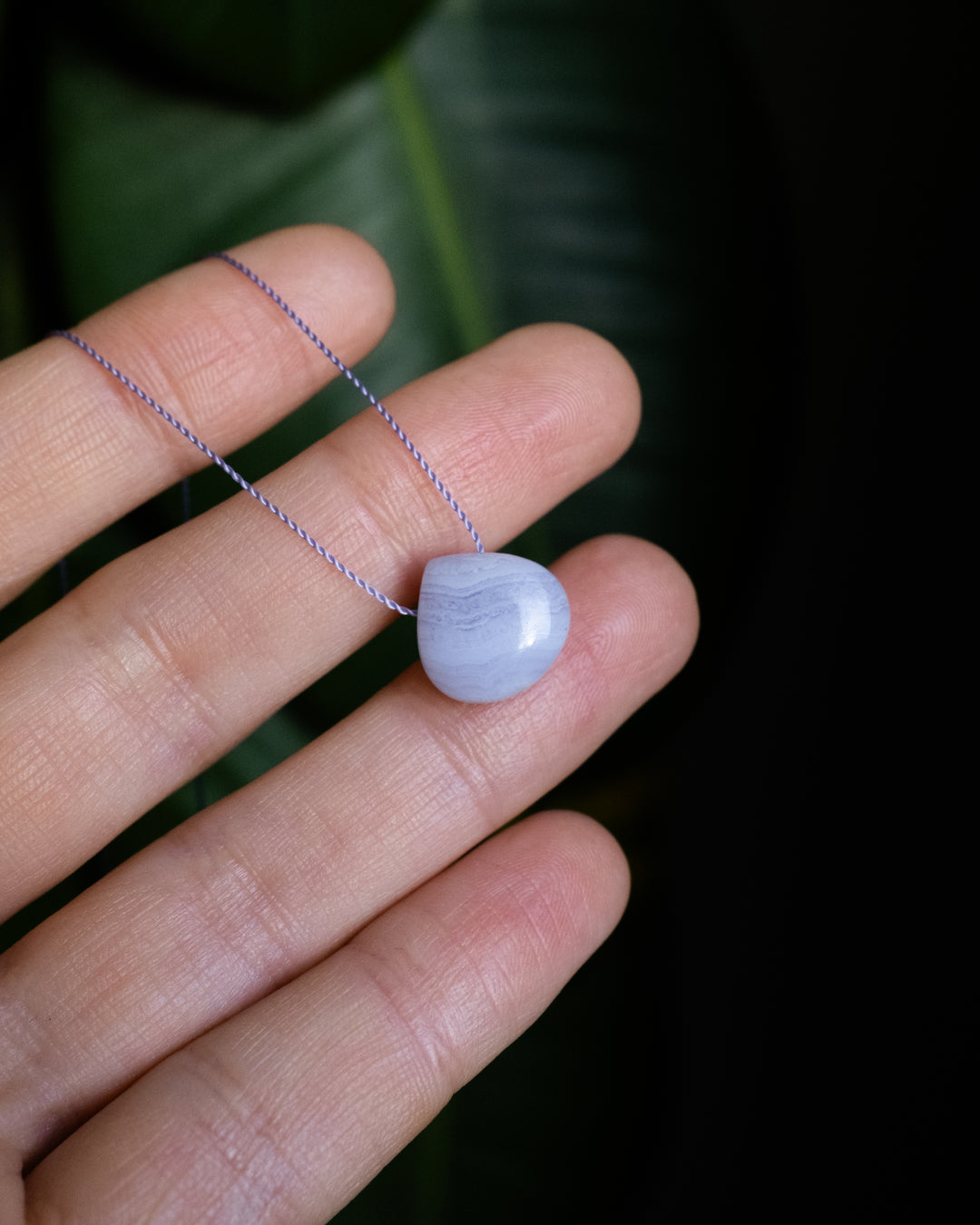 Blue Lace Agate Vegan Silk Necklace