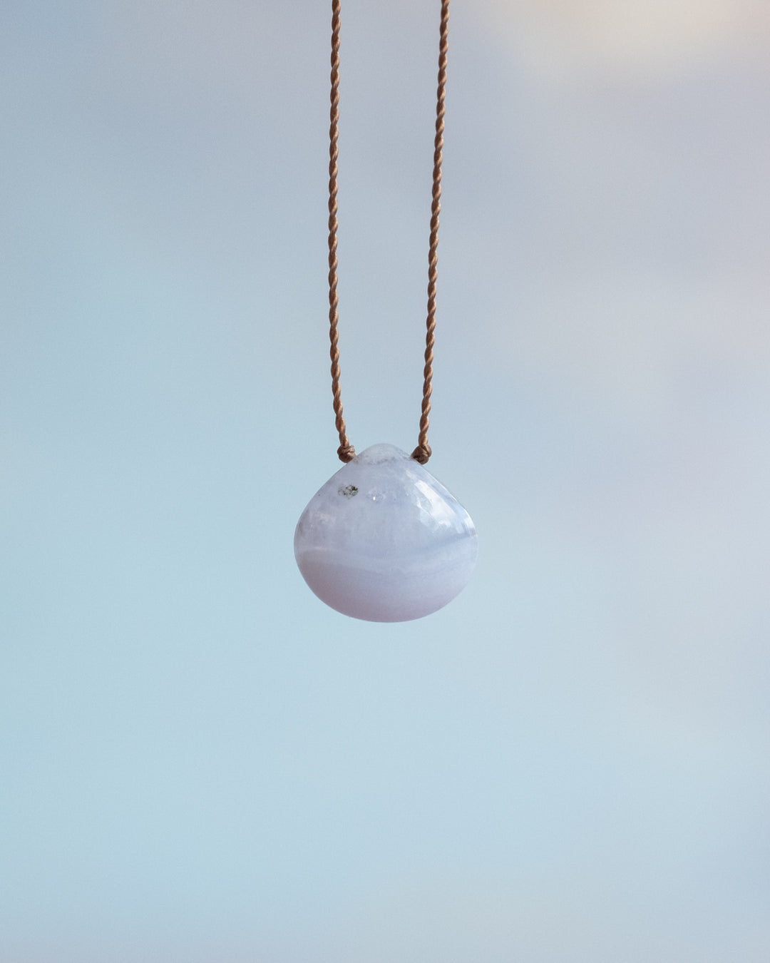 Blue Lace Agate Vegan Silk Necklace - The Healing Pear