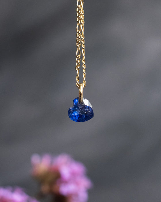 Mini Blue Sapphire Heart Necklace