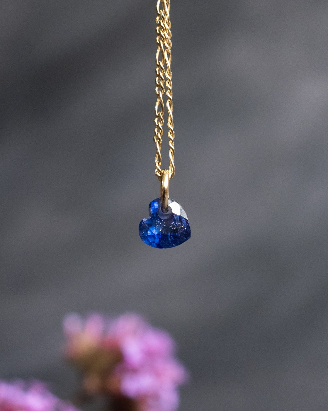 Mini Blue Sapphire Heart Necklace - The Healing Pear