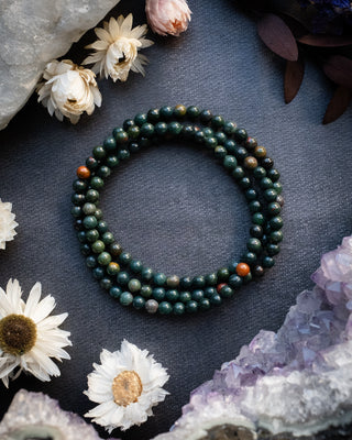 Bloodstone Round Bead Bracelet 4mm