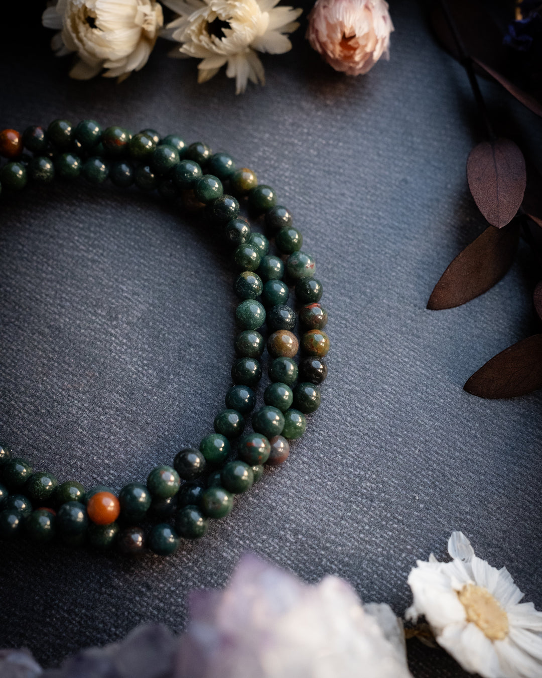 Bloodstone Round Bead Bracelet 4mm