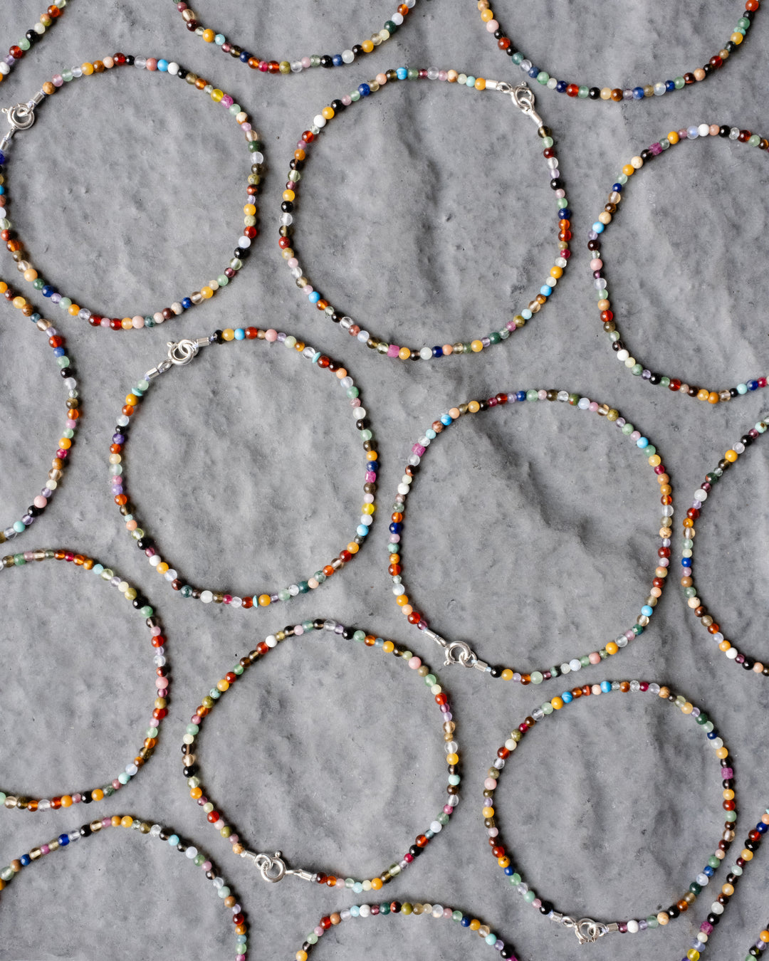 Mixed Gemstone Confetti Sterling Silver Anklet