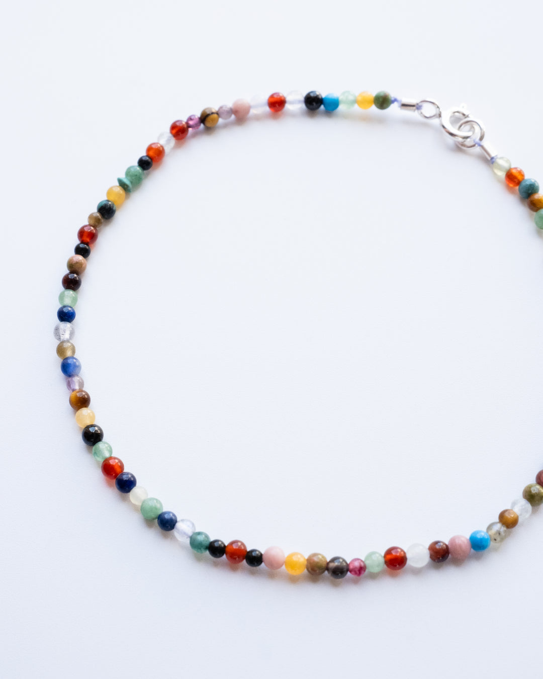 Mixed Gemstone Confetti Sterling Silver Anklet