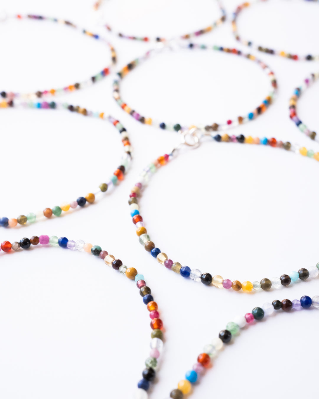 Mixed Gemstone Confetti Sterling Silver Anklet