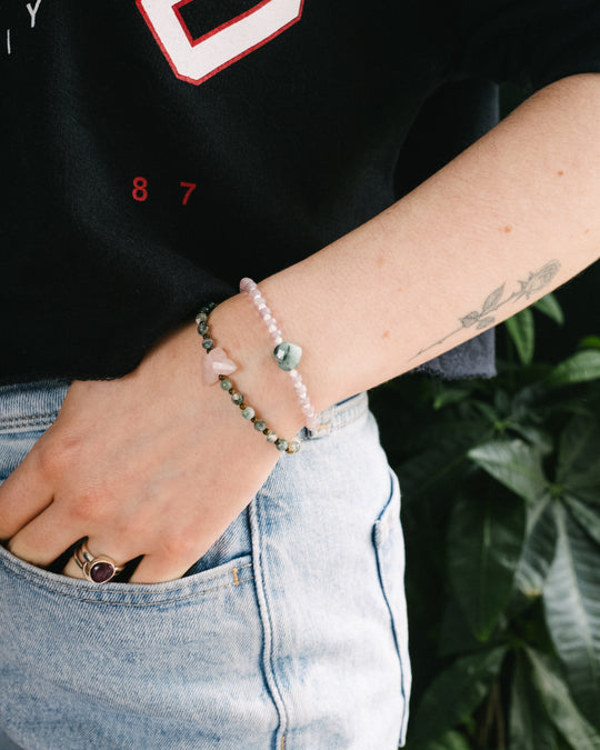 Ruby Heart, Natural Citrine & Sunstone 9ct Gold Beaded Bracelet - The Healing Pear