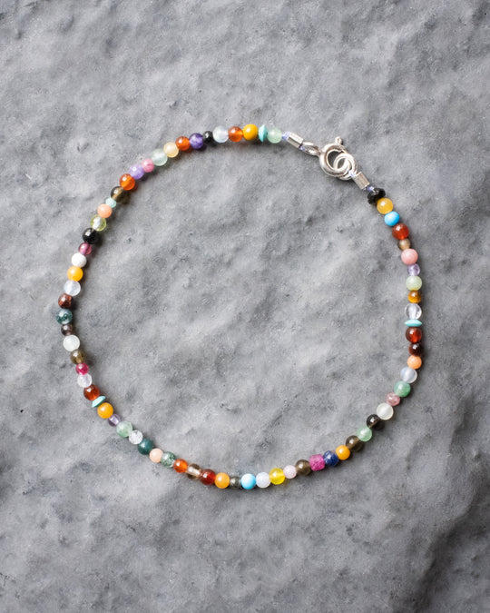 Mixed Gemstone Confetti Sterling Silver Anklet