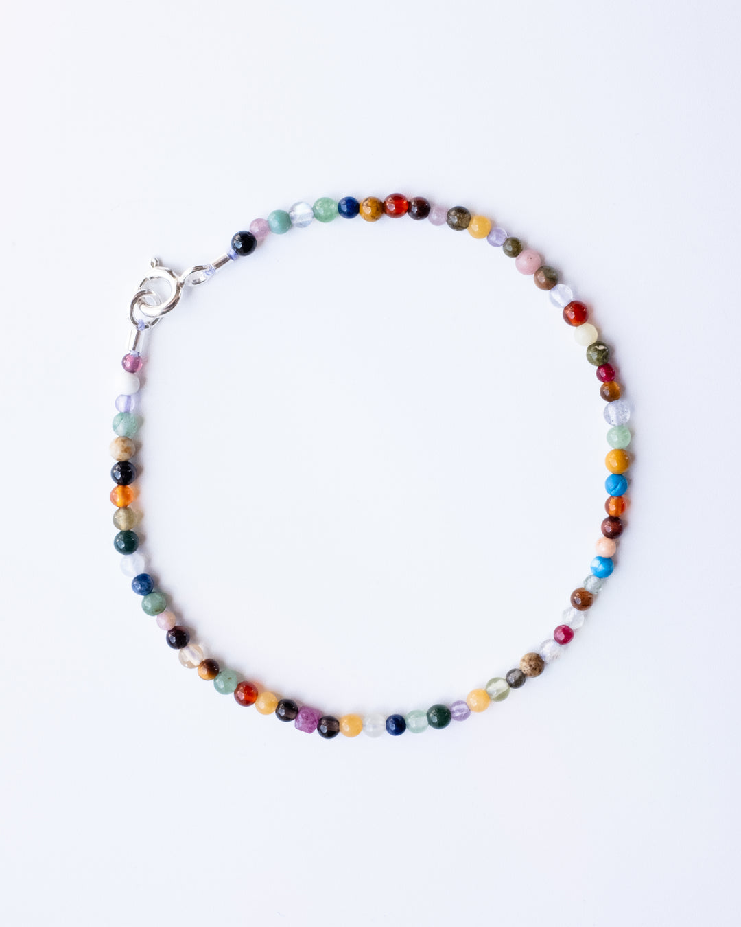 Mixed Gemstone Confetti Sterling Silver Anklet