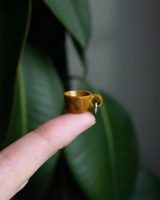 Camel Jasper Hand Carved Mug Necklace
