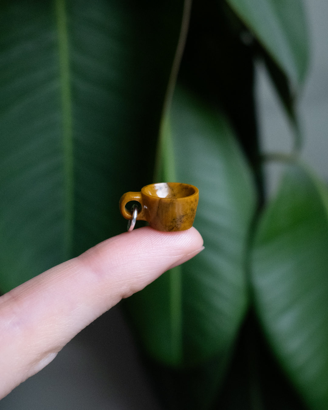 Camel Jasper Hand Carved Mug Necklace