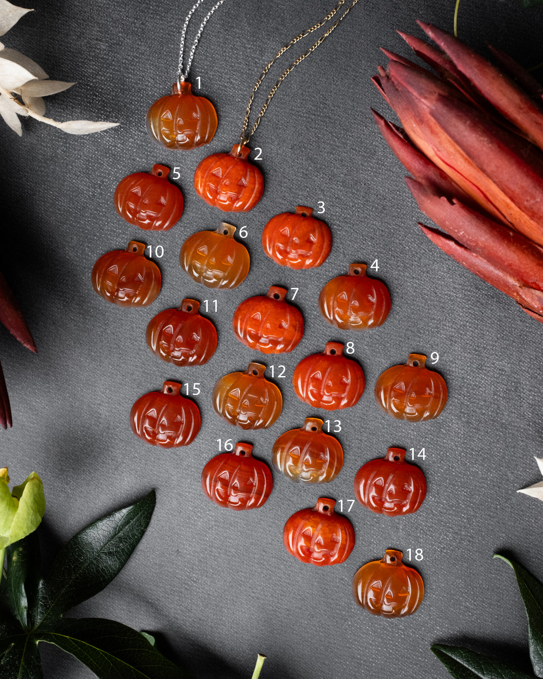 Carnelian Hand Carved Pumpkin Necklace