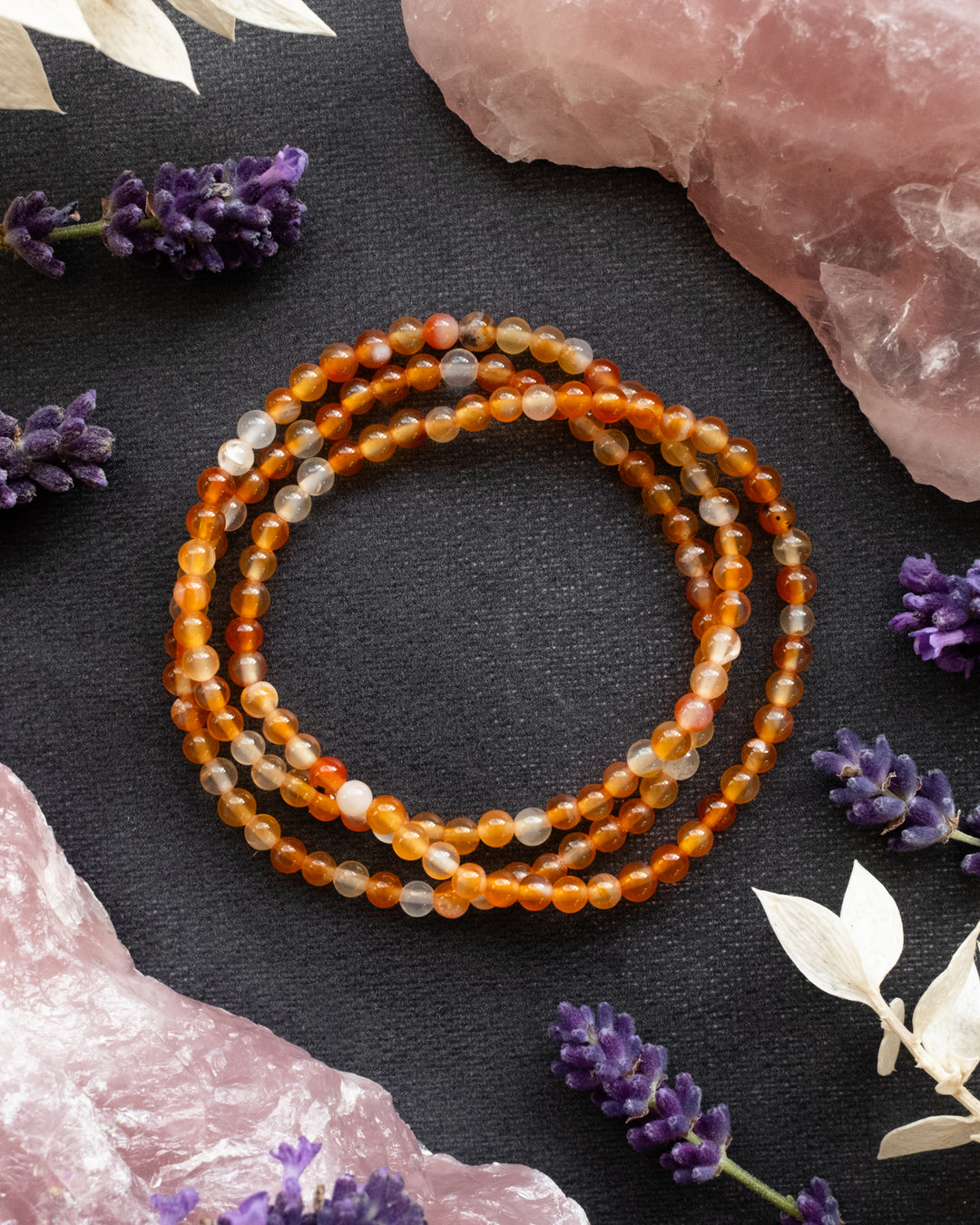 Carnelian Round Bead Bracelet 4mm - The Healing Pear