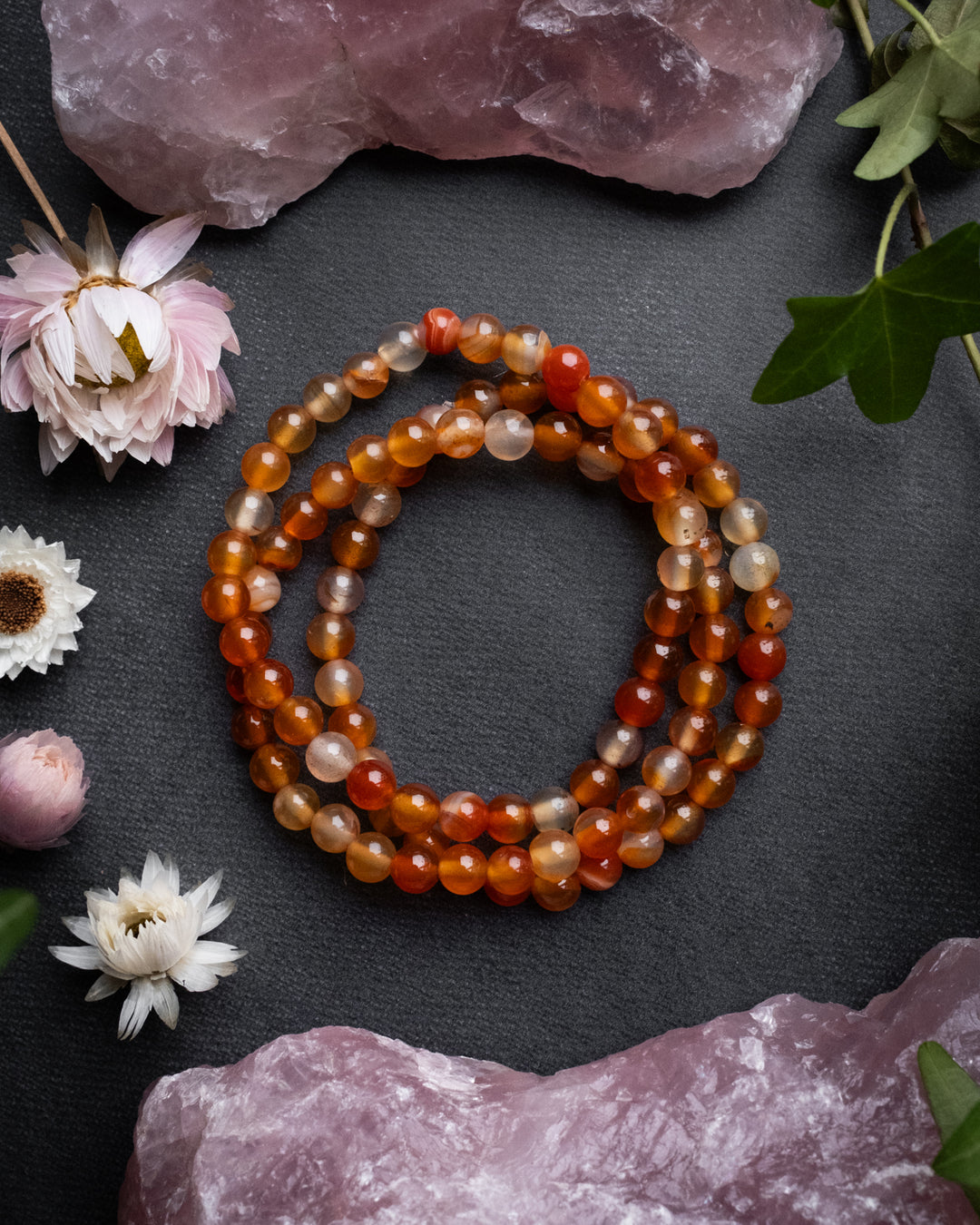 Carnelian Round Bead Bracelet 6mm - The Healing Pear