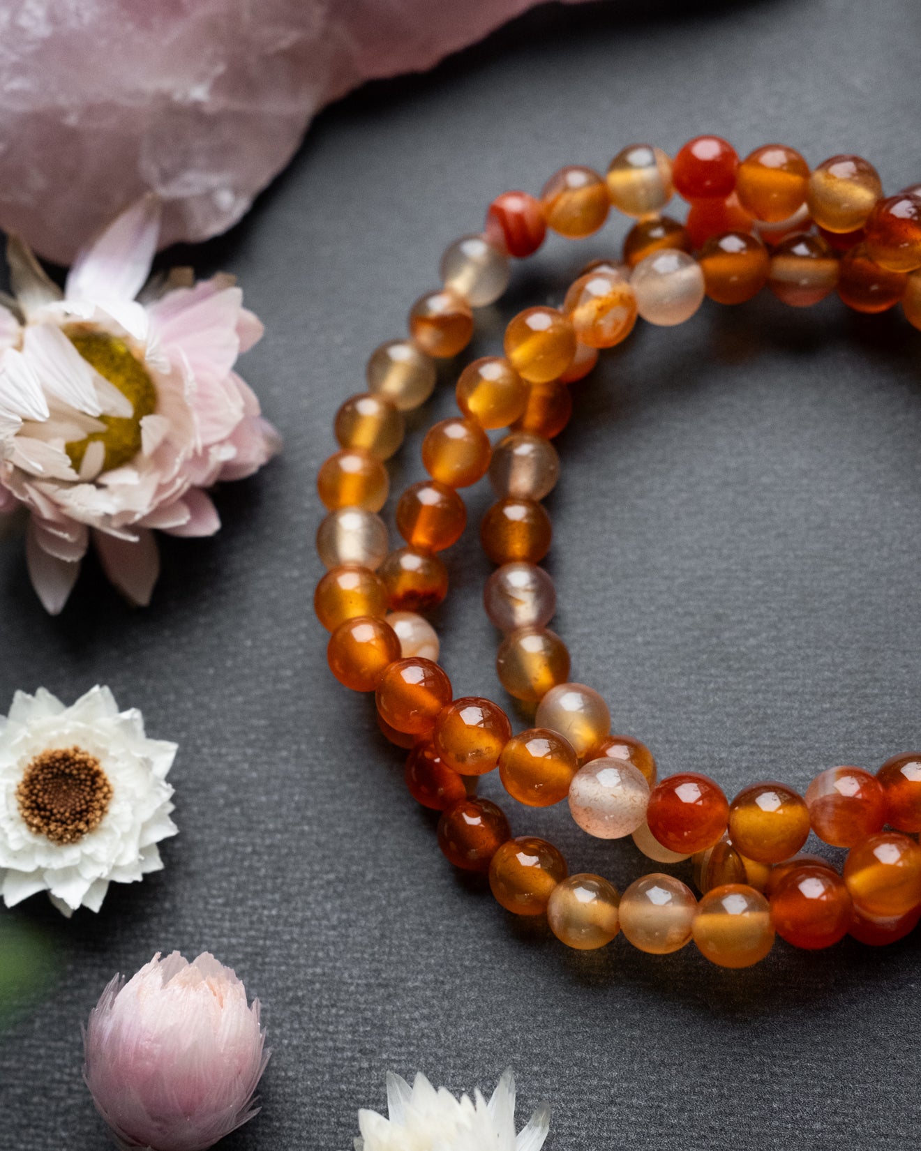 Carnelian Round Bead Bracelet 6mm - The Healing Pear