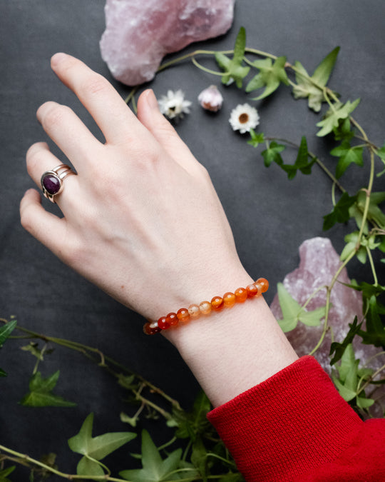 Carnelian Round Bead Bracelet 6mm - The Healing Pear