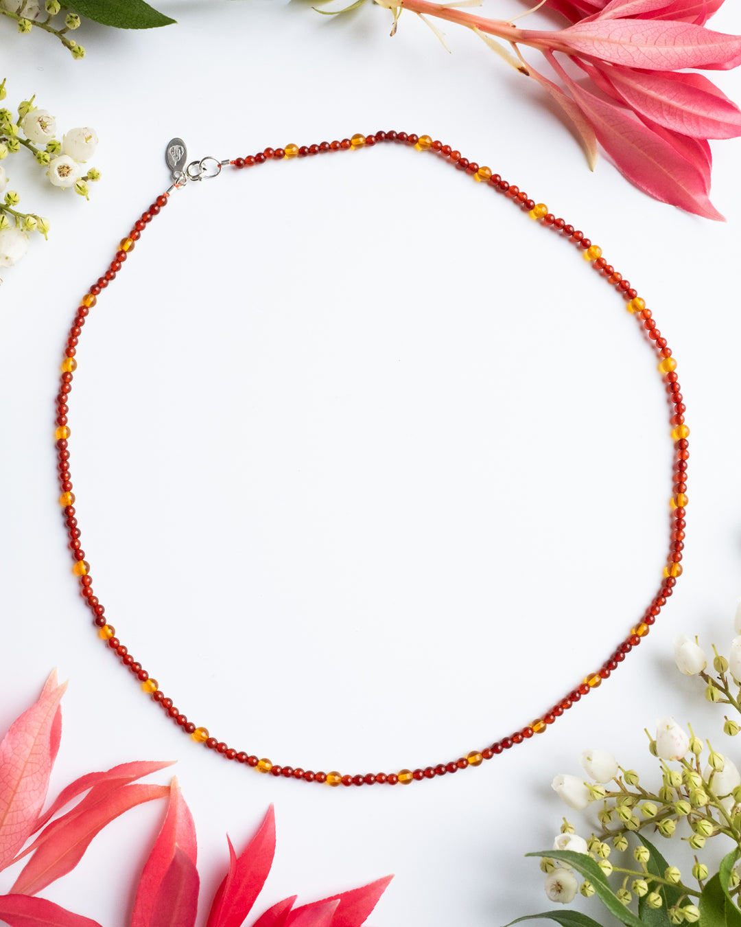 Baltic Amber &amp; Carnelian Beaded Satellite Necklace - The Healing Pear