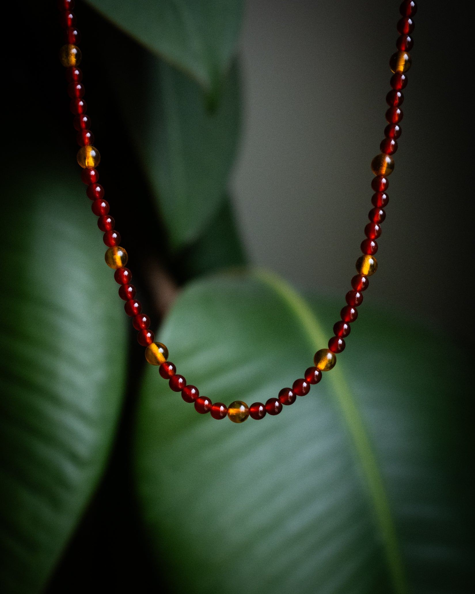 Baltic Amber & Carnelian Beaded Satellite Necklace - The Healing Pear