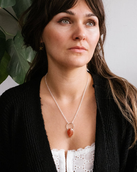 Mahogany Obsidian Hand Knapped Arrowhead Sterling Silver Necklace