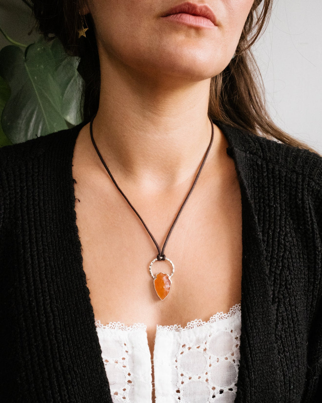 Carnelian Hand Knapped Arrowhead Sterling Silver Necklace - The Healing Pear