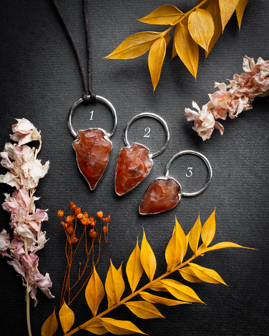 Carnelian Hand Knapped Arrowhead Sterling Silver Necklace