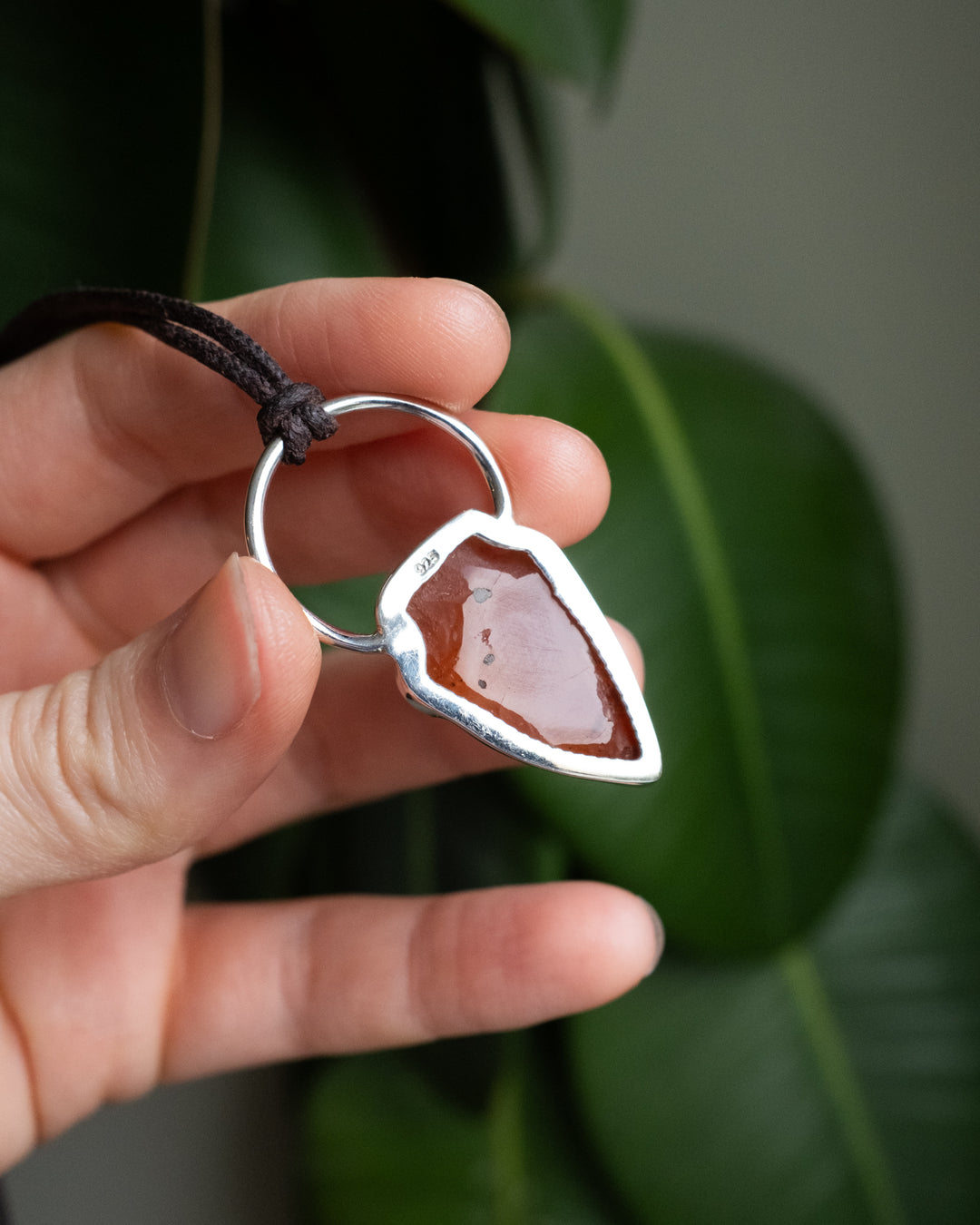 Carnelian Hand Knapped Arrowhead Sterling Silver Necklace