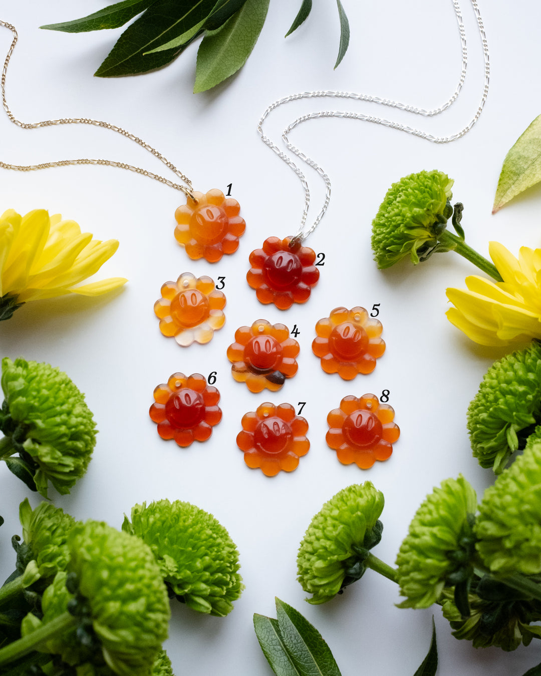 Carnelian Hand Carved Groovy Flower Necklace OLD - The Healing Pear