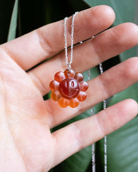 Carnelian Hand Carved Groovy Flower Necklace