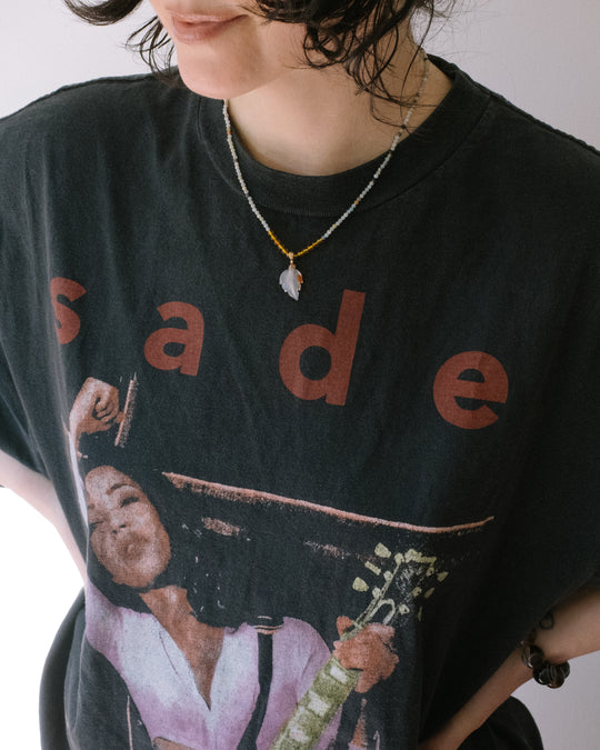 Chrysoprase Leaf, Rhodonite, Garnet &amp; African Jade Recycled 9ct Gold Beaded Necklace - The Healing Pear