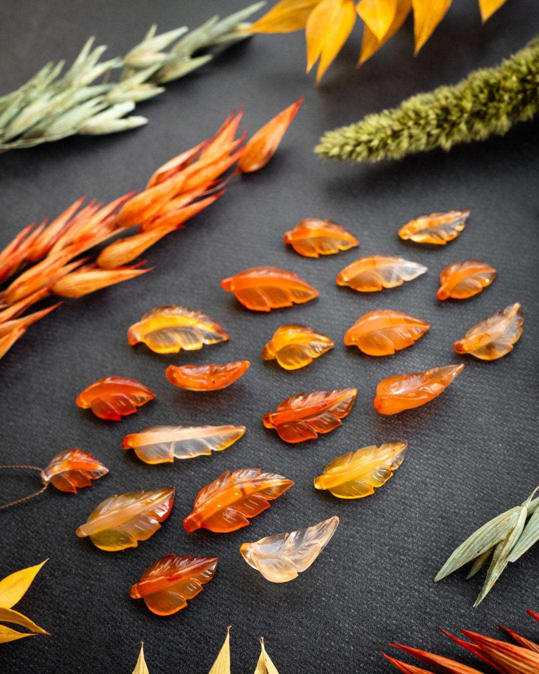 Carnelian Hand Carved Vegan Silk Leaf Necklace - The Healing Pear