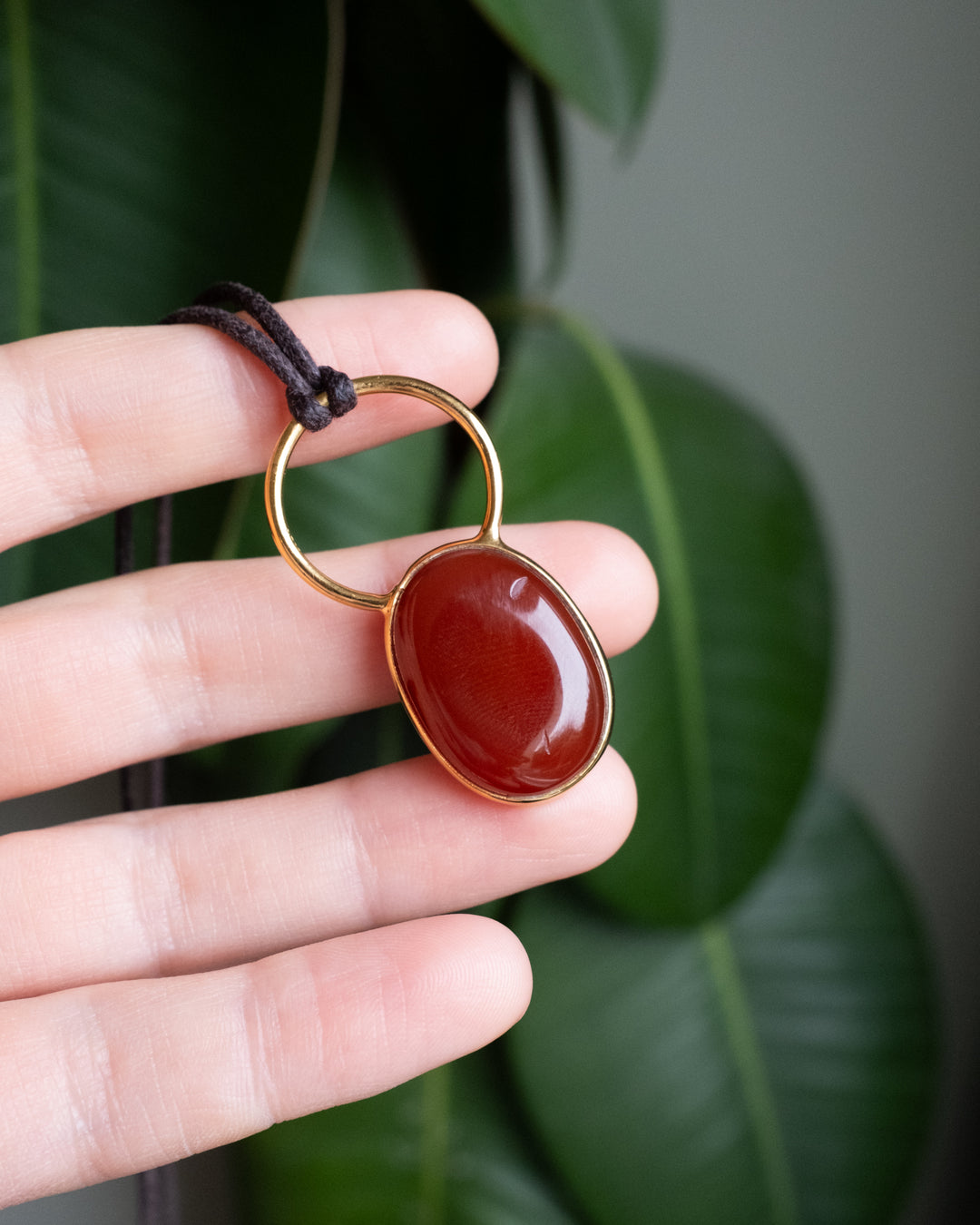Carnelian Pebble Sterling Silver & Gold Vermeil Necklace